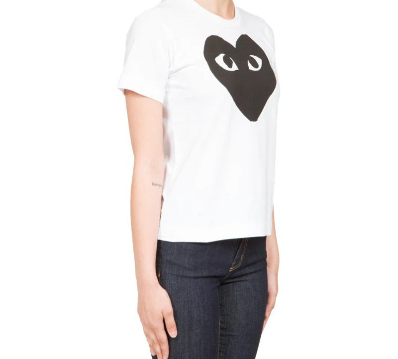 (WMNS) COMME des GARCONS PLAY Heart Logo Tee 'White Black' AZ-T069-051-1