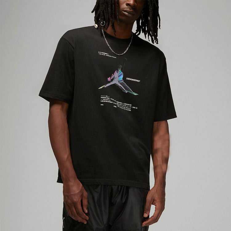 Air Jordan 23 Engineered Casual Breathable Large Logo Printing Round Neck Short Sleeve Black DO8895-010