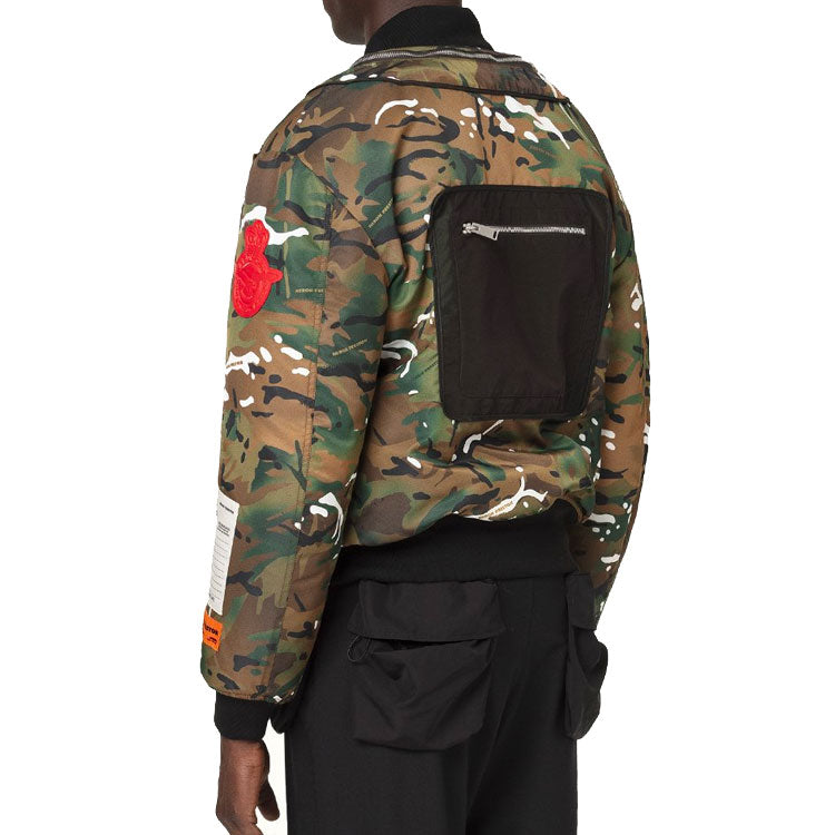 Men's HERON PRESTON Camouflage Functional Long Sleeves aviator Jacket Green HMEH002F20FAB0035900