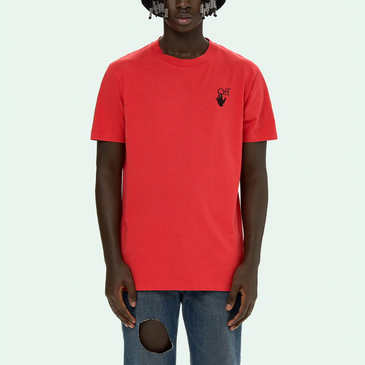 Off-White SS21 Logo Printing Round Neck Short Sleeve Version Red OMAA027S21JER0052510