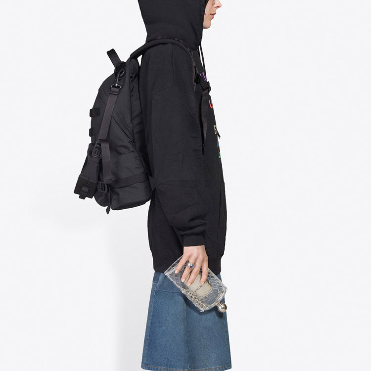 (WMNS) Balenciaga Multi-Color Logo Printing Hoodie Black 578135TJVI62771