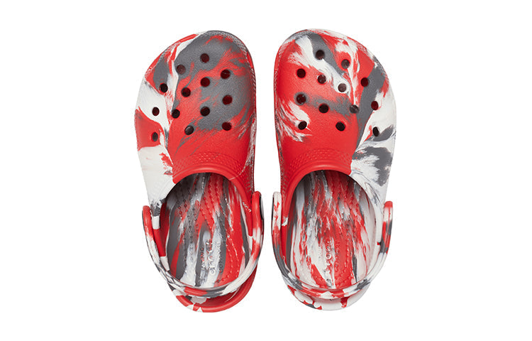 (GS) Crocs Classic Marbled Clogs 'White Red Grey' 207002-884