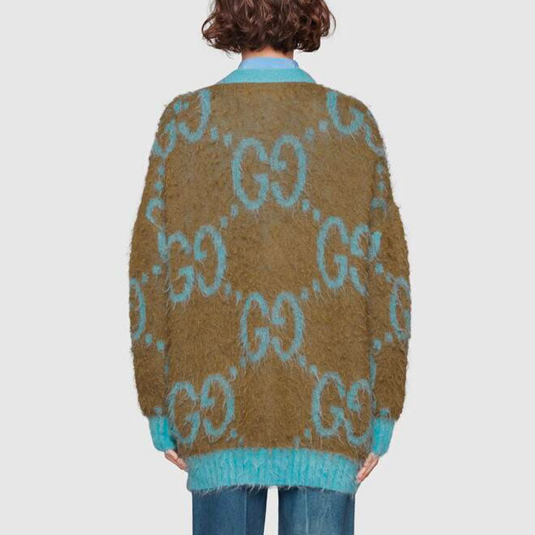 (WMNS) Gucci Reversible GG Mohair Wool Cardigan 'Brown/Light Blue' 635160-XKBR9-2048