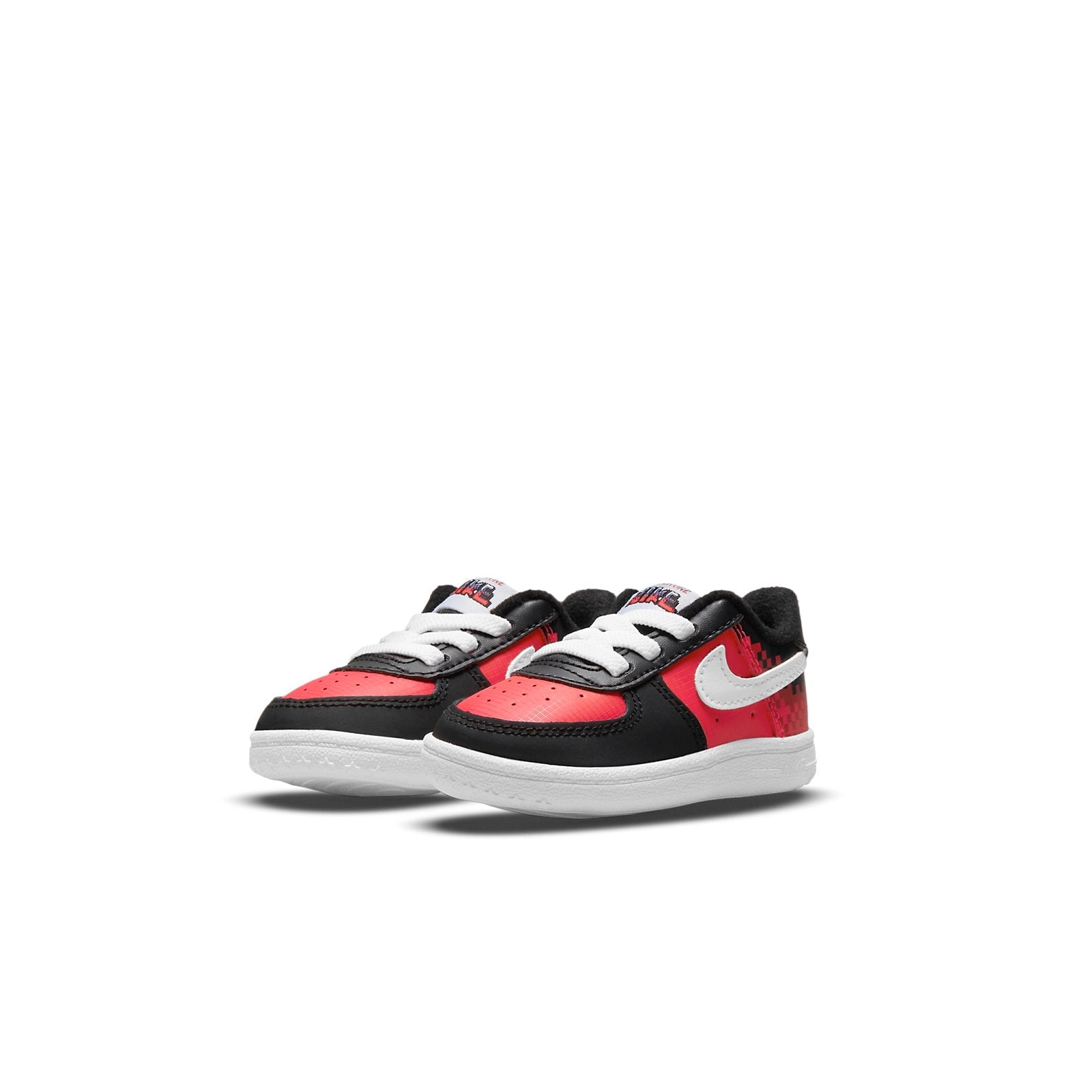 (TD) Nike Force 1 Cot Low Tops Casual Skateboarding Shoes Black Red DQ0641-600