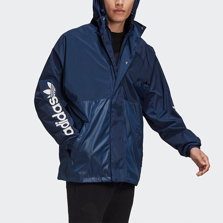 adidas originals Regen Windproof hooded Zipper Jacket Navy Blue GE1336