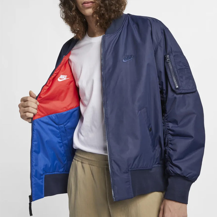 Nike Windproof Stay Warm reversible aviator Athleisure Casual Sports Jacket Obsidian Color Black AR2184-451