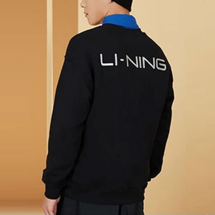 Li-Ning Series Logo Printing Loose Round Neck Pullover Black AWDRF49-1