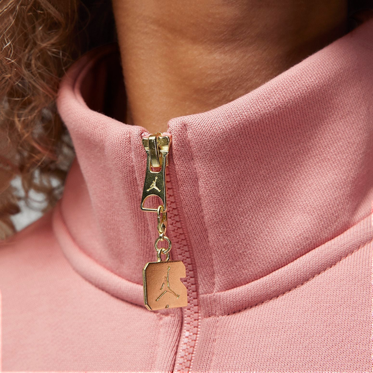 (WMNS) Air Jordan Brand Fleece Quarter Zip 'Pink' FD7221-618