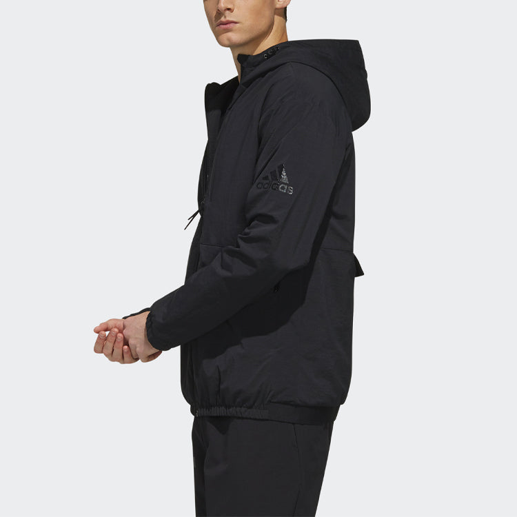adidas O1 Wb Adapt Solid Color Outdoor Reflective Sports Hooded Jacket Black EH3748