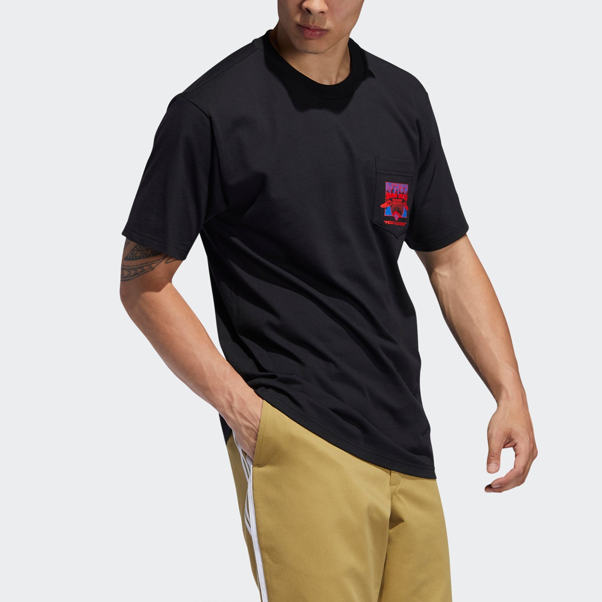 adidas originals Casual Sports Pocket Round Neck Short Sleeve Black FM7304