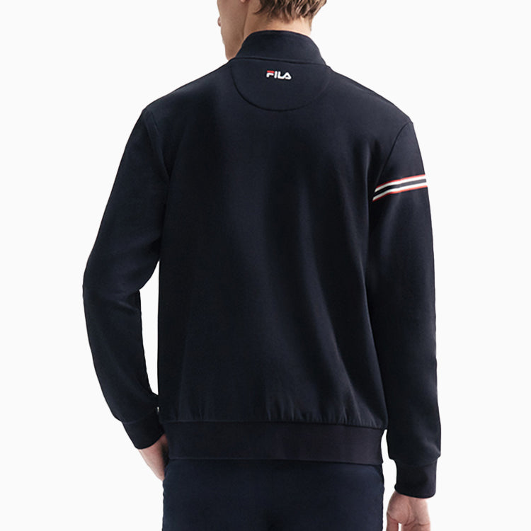 FILA logo Printing Cozy Casual Sports Jacket Knit Black F51M031504FW-NV