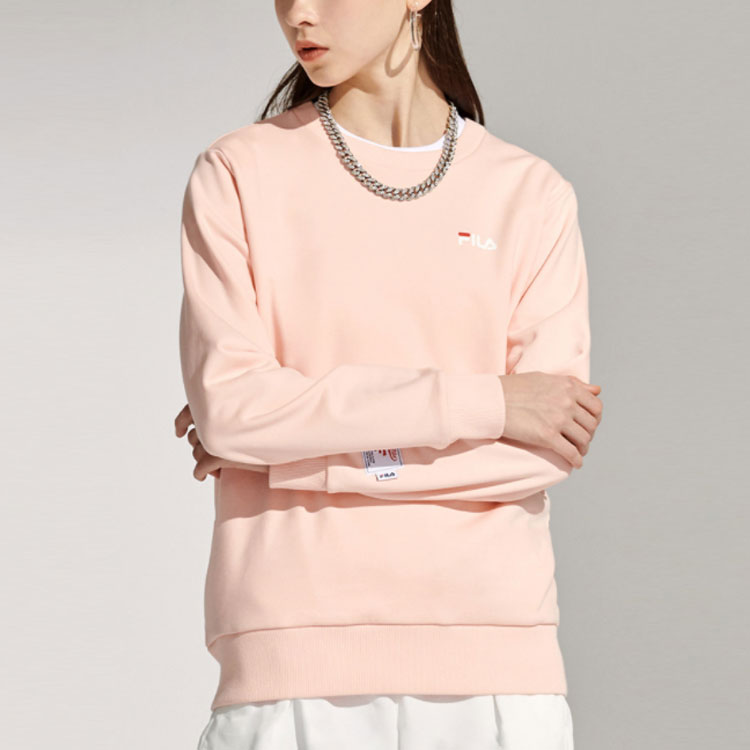 (WMNS) FILA FUSION Logo Printing Sports Round Neck Hoodie Pink T11W112208F-LP