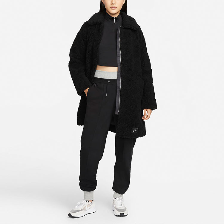 (WMNS) Nike Polar Fleece Casual Coat 'Black' DD5089-010