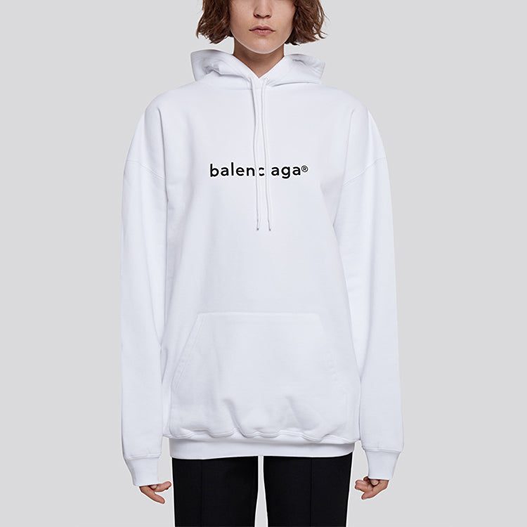 (WMNS) Balenciaga Logo Printing Hoodie White 578135TIV559040