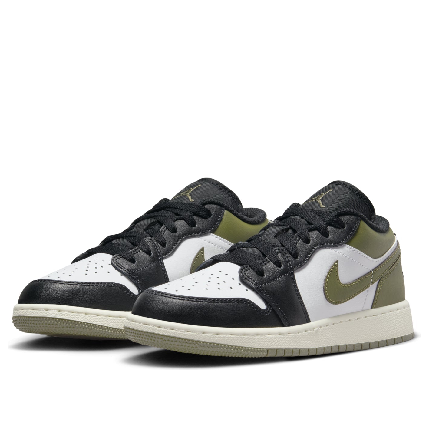 (GS) Air Jordan 1 Low 'Black Toe Medium Olive' 553560-092