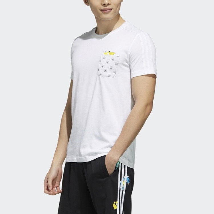 adidas neo x POKMON Crossover Series Pikachu Printing Pocket Short Sleeve White FM0326