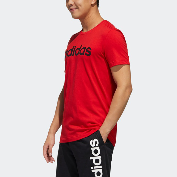 adidas neo M Esntl Lg T 1 Sports Printing Logo Round Neck Short Sleeve Red FP7388