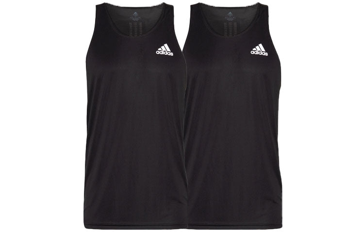 Men's adidas Solid Color Alphabet Logo Running Sports Vest Black HB7457