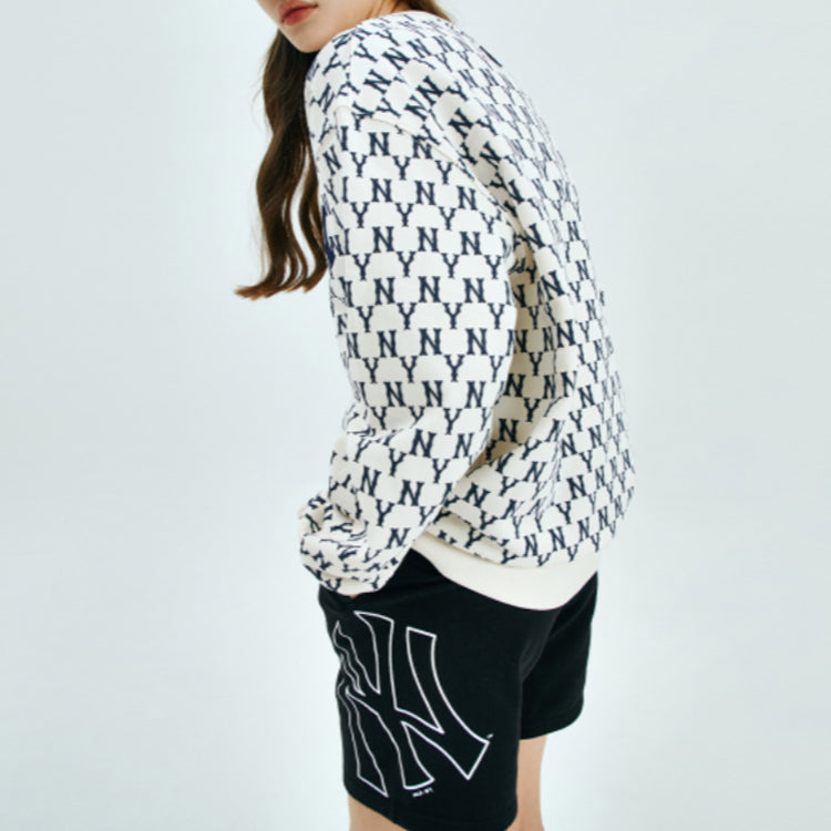 MLB New York Yankees Vintage Logo Printing Long-Sleeve Fleece Unisex White 31MTM2011-50I