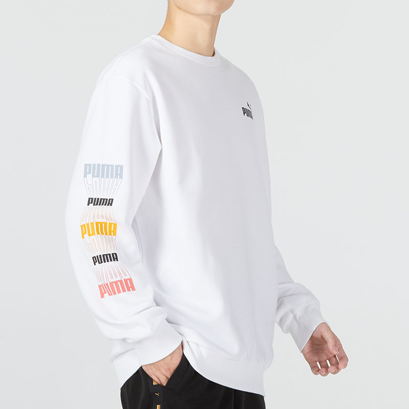 PUMA Ess Logo Repeat Graphic Crew 'White' 675128-02