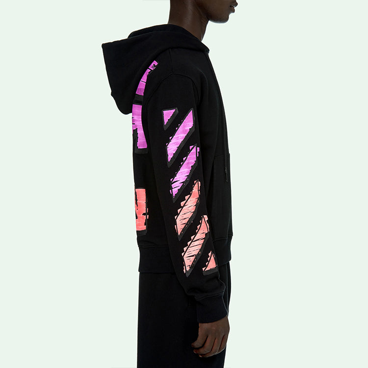 Men's Off-White SS21 Logo Printing Long Sleeves Loose Fit 'Black Fuchsia' OMBB034R21FLE0031032