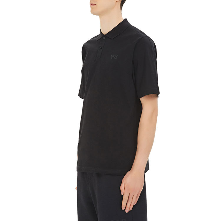 Men's Y-3 Casual Solid Color Cotton Polo Shirt Black FN3355
