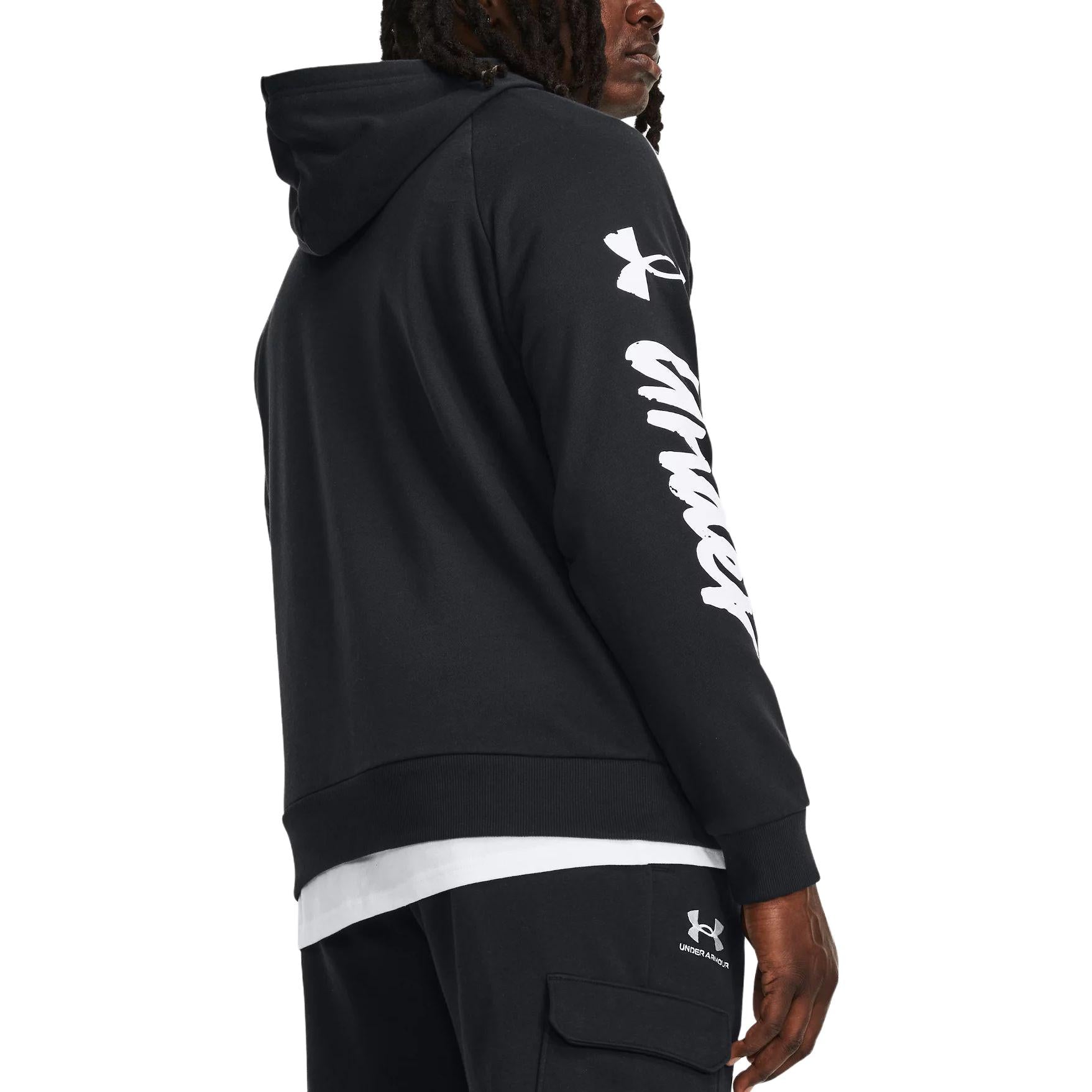 Under Armour Rival Fleece Graphic Hoodie 'Black White' 1379760-001