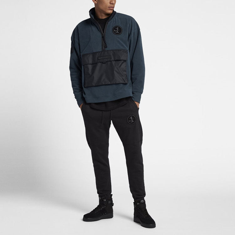 Nike Splicing polar fleece Cardigan Stand Collar Pullover Green AJ0802-454