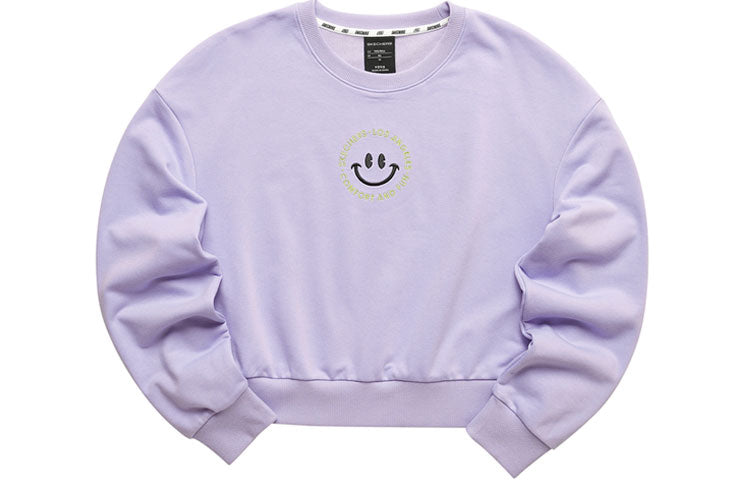 (WMNS) Skechers Smile Graphic Crew Sweater 'Black Grey Purple' L321W212