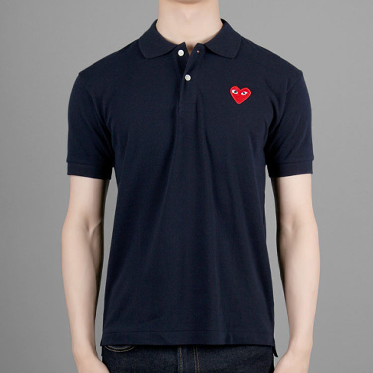 COMME des GARCONS PLAY Polo Red Emblem 'Navy' AZ-T006-051-2