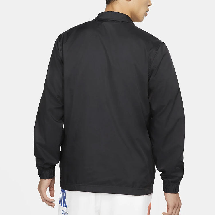 Nike Sportswear Coaches Embroidered Zipper Pocket Long Sleeves Jacket Black DA8735-010