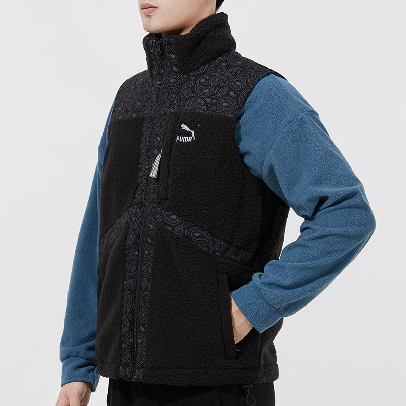PUMA Paisley Woven Sherpa Vest 'Black' 534977-01
