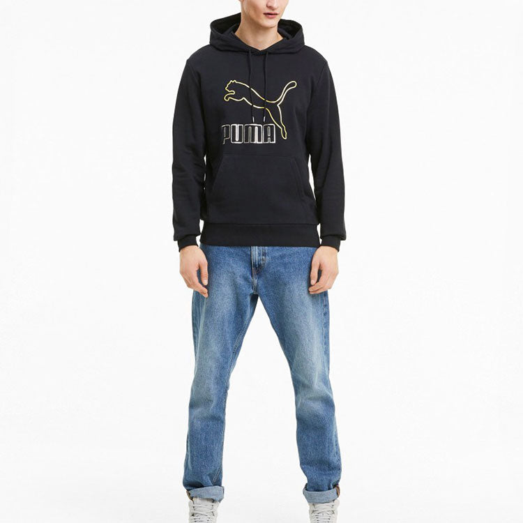PUMA Loose Printed Hooded Fleece Black 599300-56