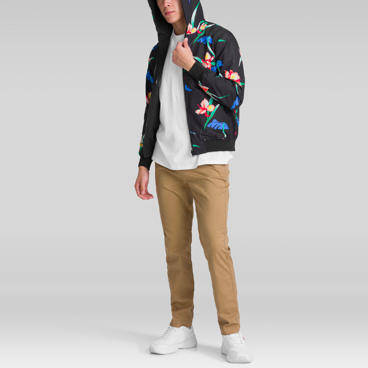 Men's Levis Printing Pattern reversible Zipper Hooded Jacket Black 15820-0001