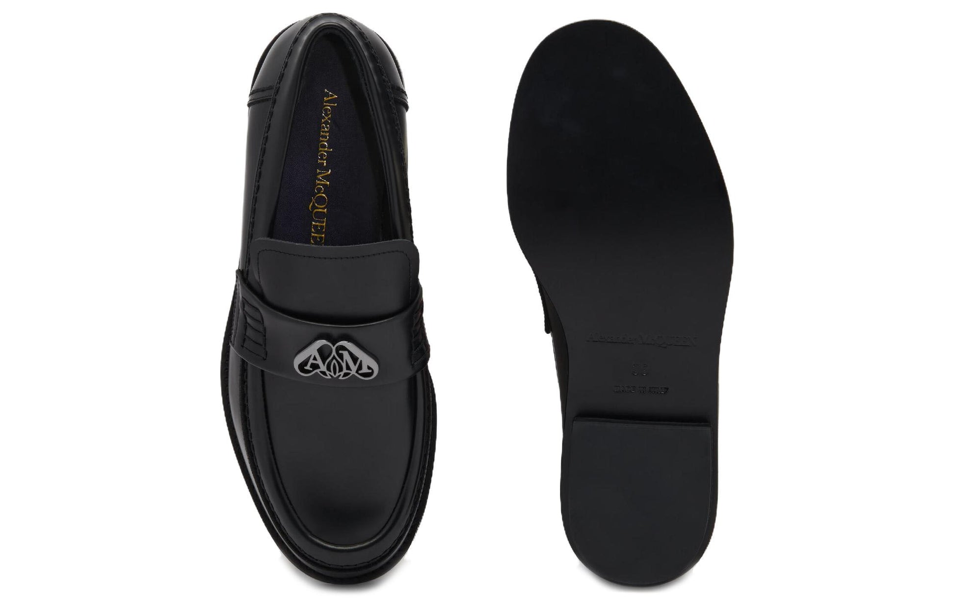 (WMNS) Alexander McQueen Seal Loafer 'Black Gun Metal 783218WIES31081
