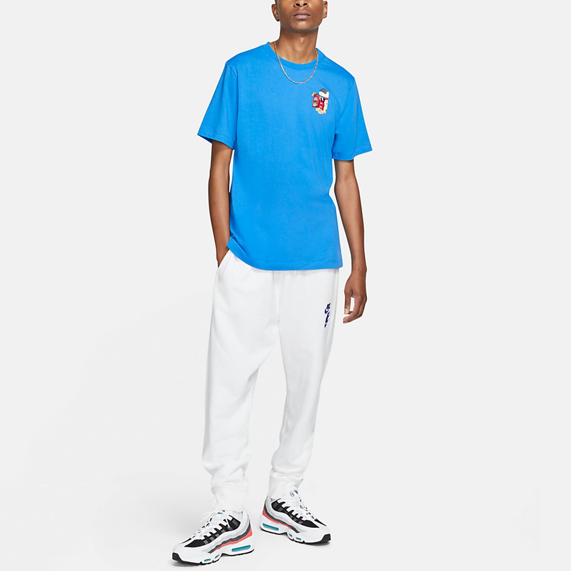 Nike Sportswear Shoe Printing Sports Round Neck Short Sleeve Blue DD1261-435