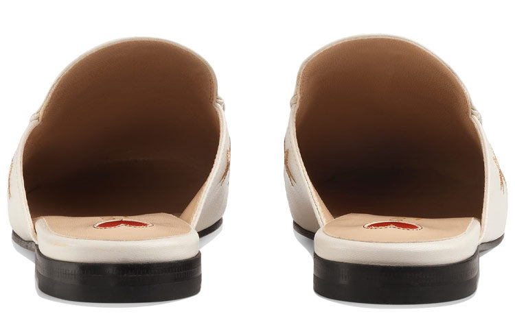 (WMNS) Gucci Princetown Series Embroidered Leather Slipper White 505268-D3V00-9022