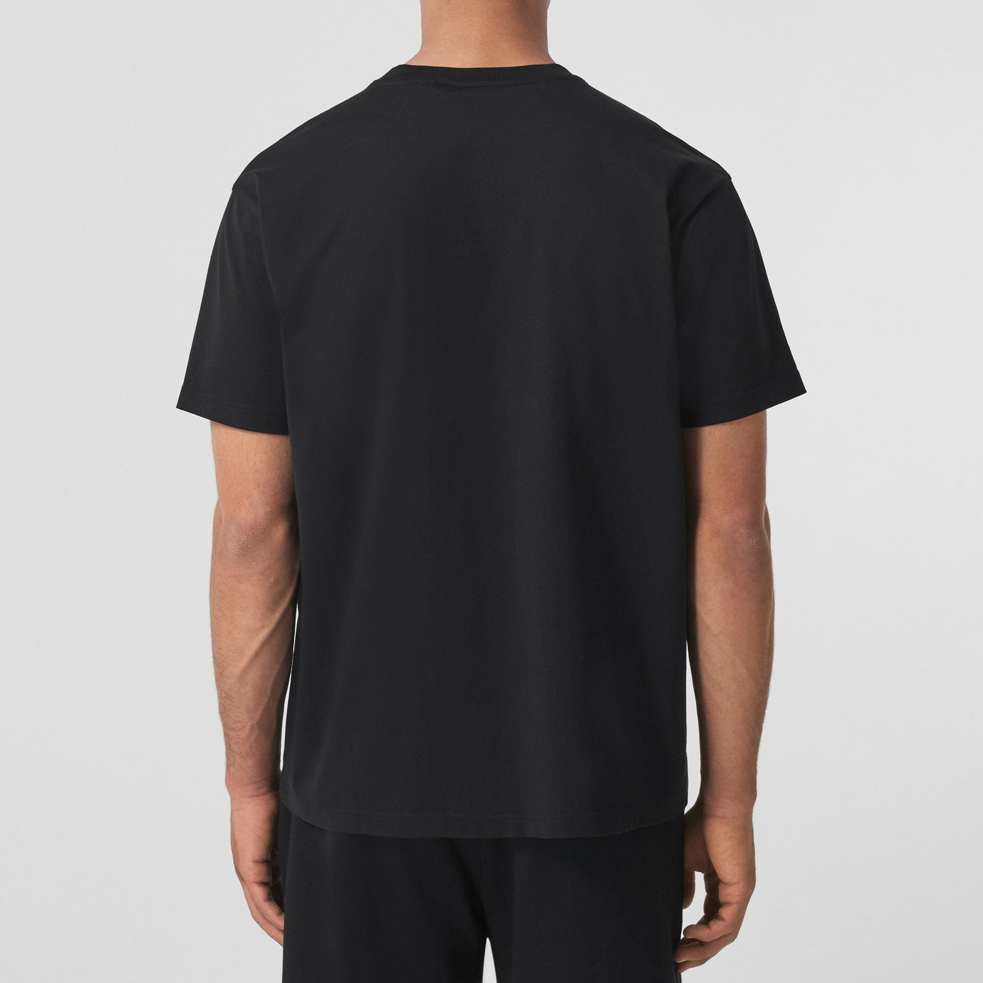 Men's Burberry Embroidered Loose Pullover Short Sleeve Black 80426881