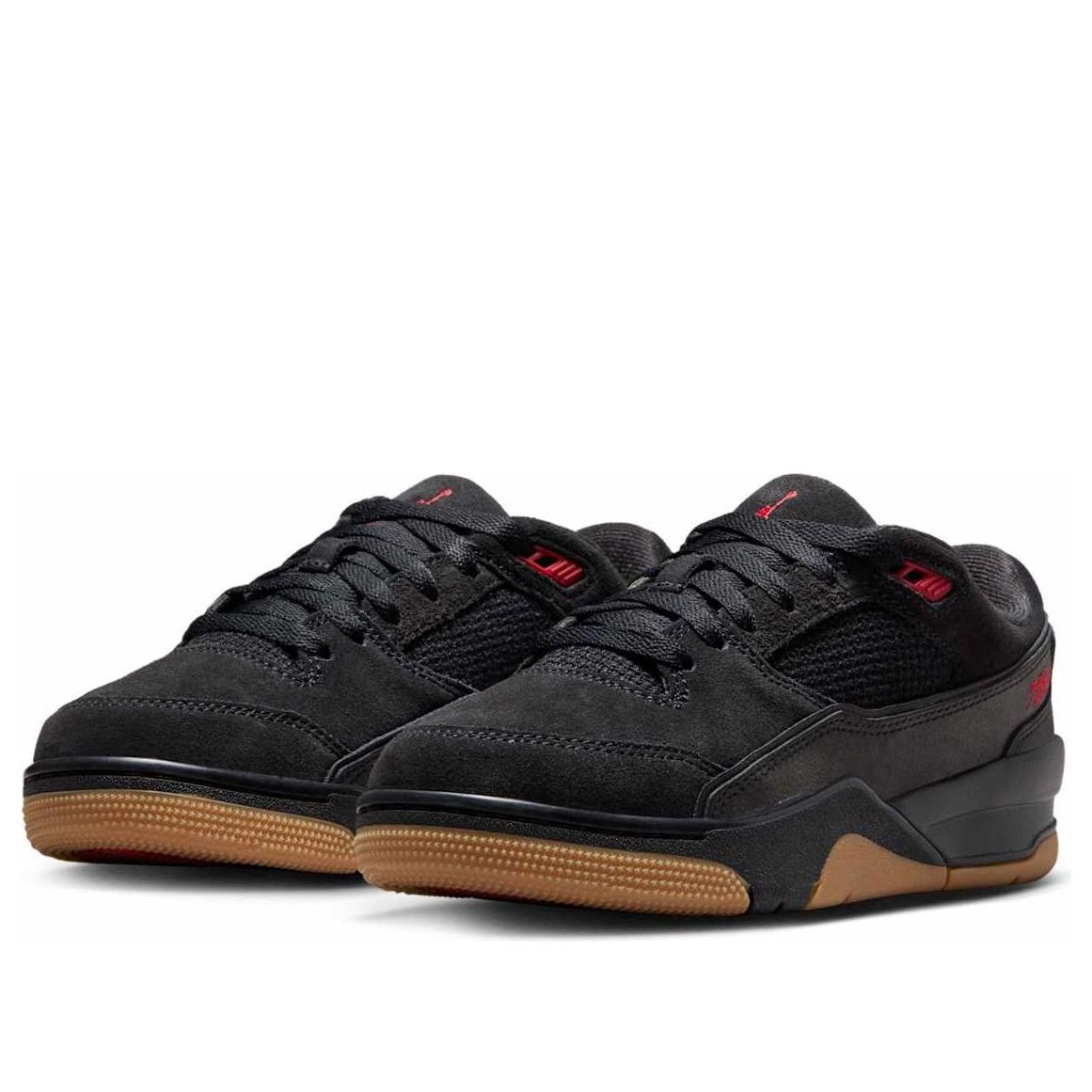 (GS) Air Jordan Flight Court 'Black Gum Medium Brown Varsity Red' HF3333-001