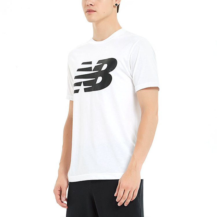 New Balance Knit Breathable Athleisure Casual Sports LOGO Printing Short Sleeve White MT91923-WT