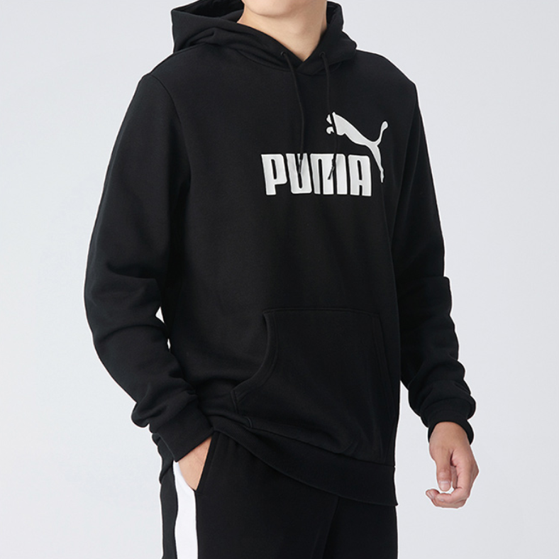 PUMA ESS Logo Sports Hooded Printed Fleece Black 586917-01
