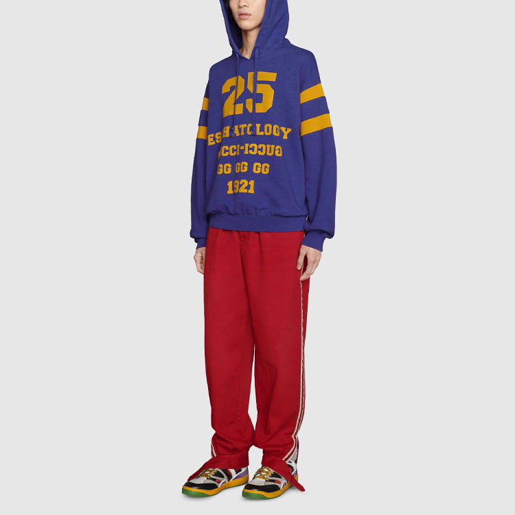 Men's Gucci SS21 Alphabet Stripe Printing Pullover Blue 655469-XJDHN-4120