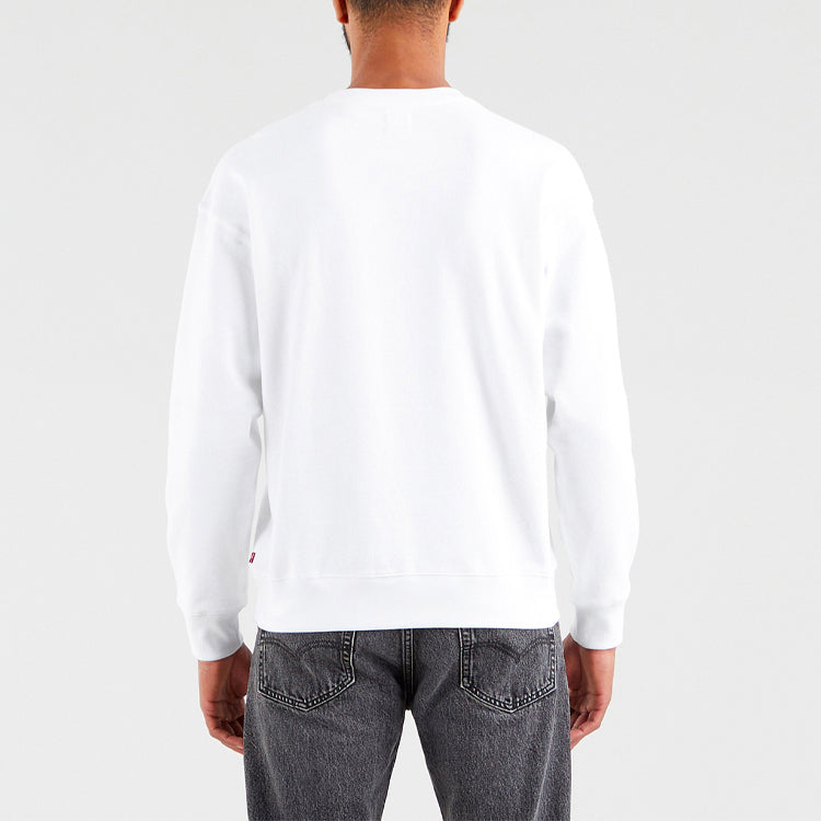 Men's Levis Alphabet Printing Logo Pattern Round Neck Long Sleeves White 38712-0008