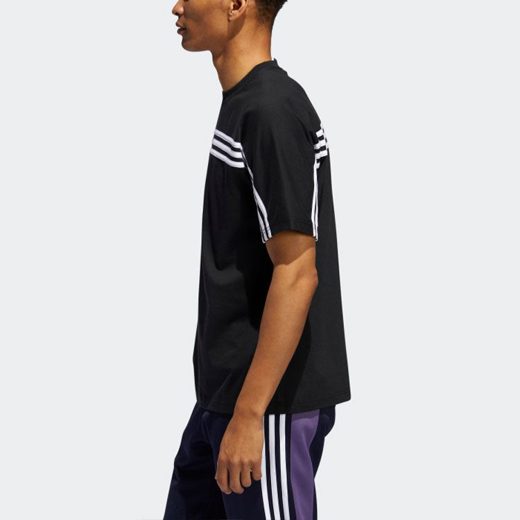 adidas originals 3-stripe Tee Stripe logo Embroidered Short Sleeve Black FM1535