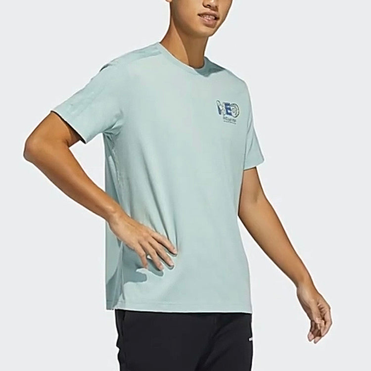 adidas neo Printing Sports Round Neck Short Sleeve Green GR6920
