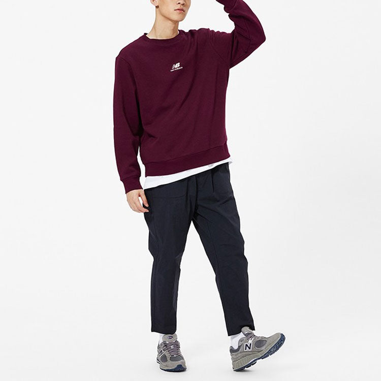 New Balance Logo Round Neck Long Sleeves Wine Red AMT13343-BG