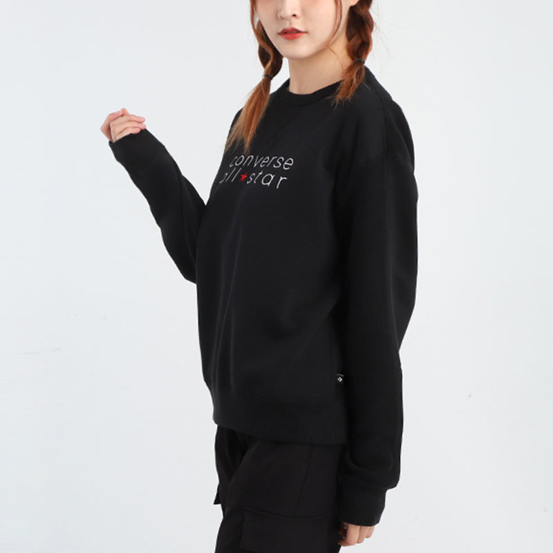 (WMNS) Converse All Star Sweater Asia Sizing 'Black' 10019801-A01