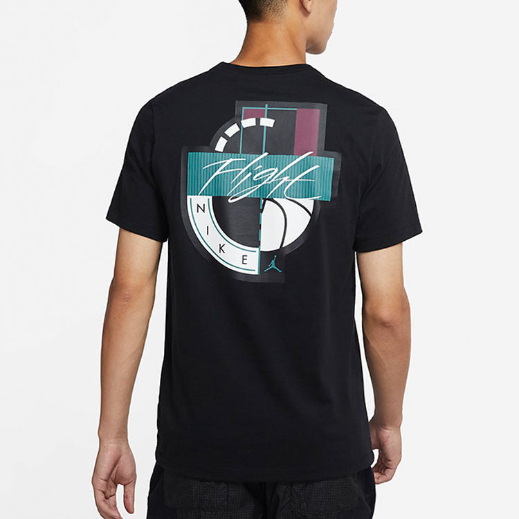 Men's Air Jordan Printing Short Sleeve Casual Embroidered Short Sleeve Black T-Shirt DH3613-010