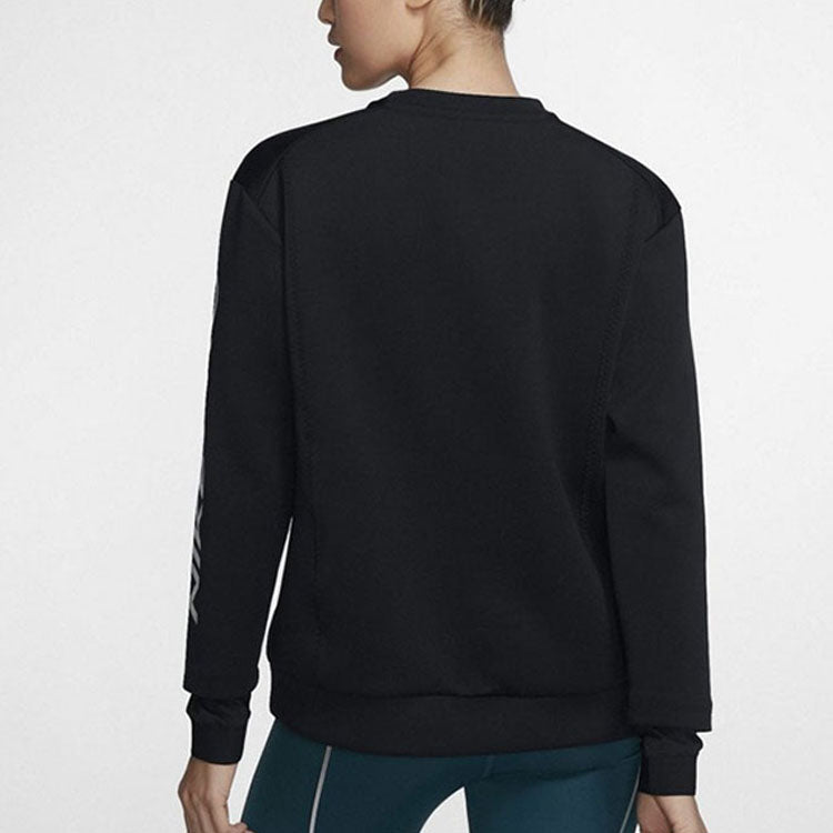 (WMNS) Nike Pro Sports Running Printing Round Neck Pullover Black Hoodie BV4055-010