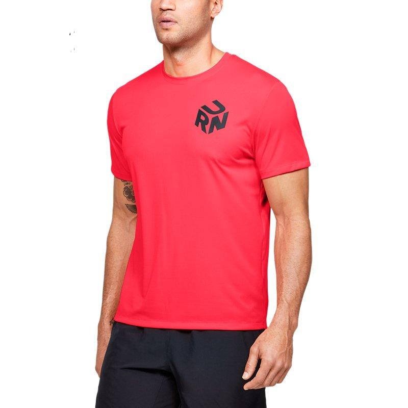 Men's Under Armour UA Get Out & Run Running Sports Short Sleeve Red 1350773-628